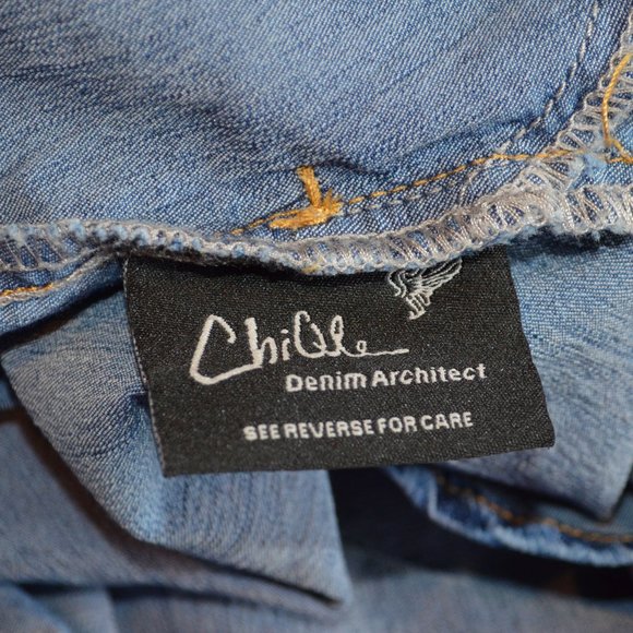 Sz M Chiqle Western Denim Shirt Dress with  Pearl Snaps - Picture 16 of 16